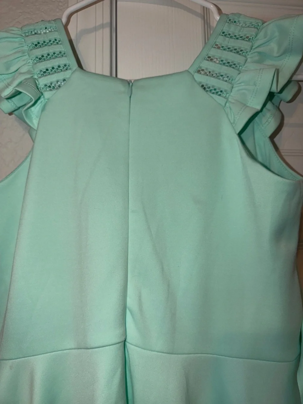Bonnie Jean Mint Green Handkerchief Hem Girls Dress - Picture 6 of 8